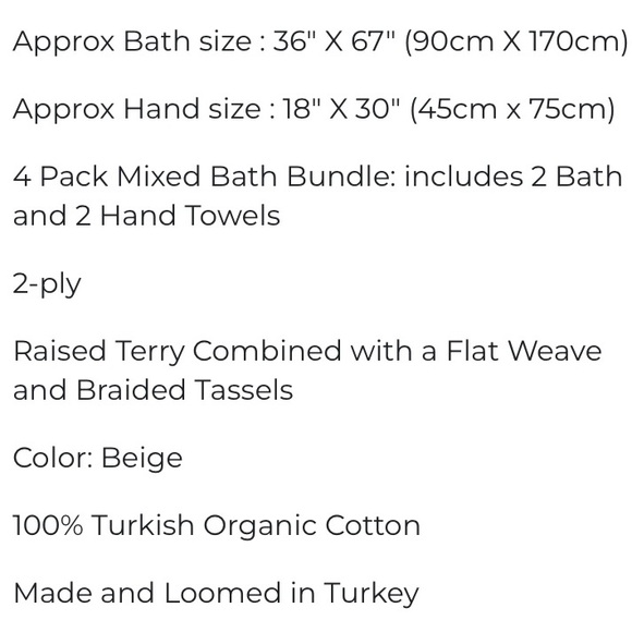 SAND CLOUD 100% TURKISH ORGANIC COTTON GELLERT BATH BUNDLE - Picture 8 of 14